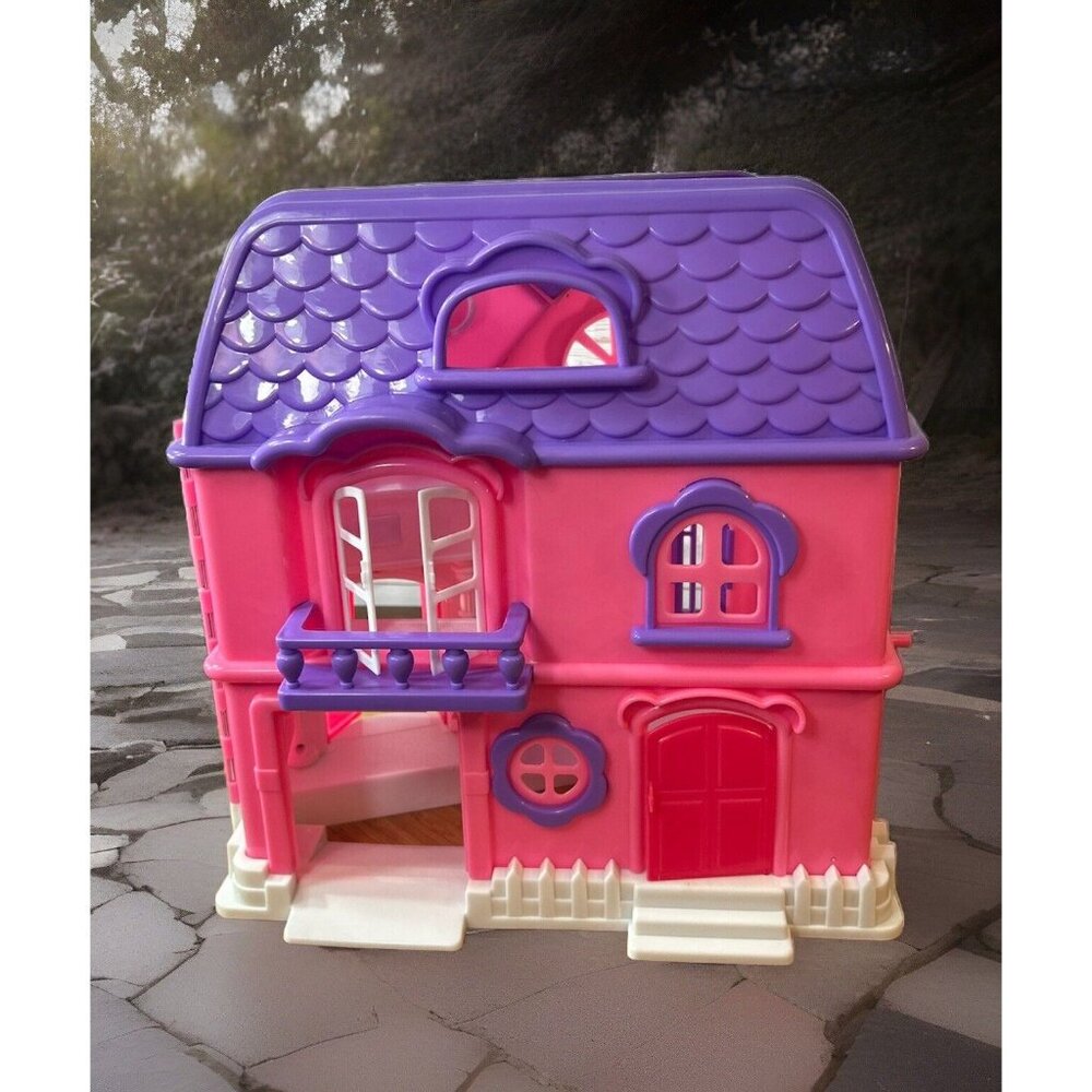 Fisher-Price Doll House w/ Lights & Doorbell Sounds Pink & Purple Toy 14" Tested